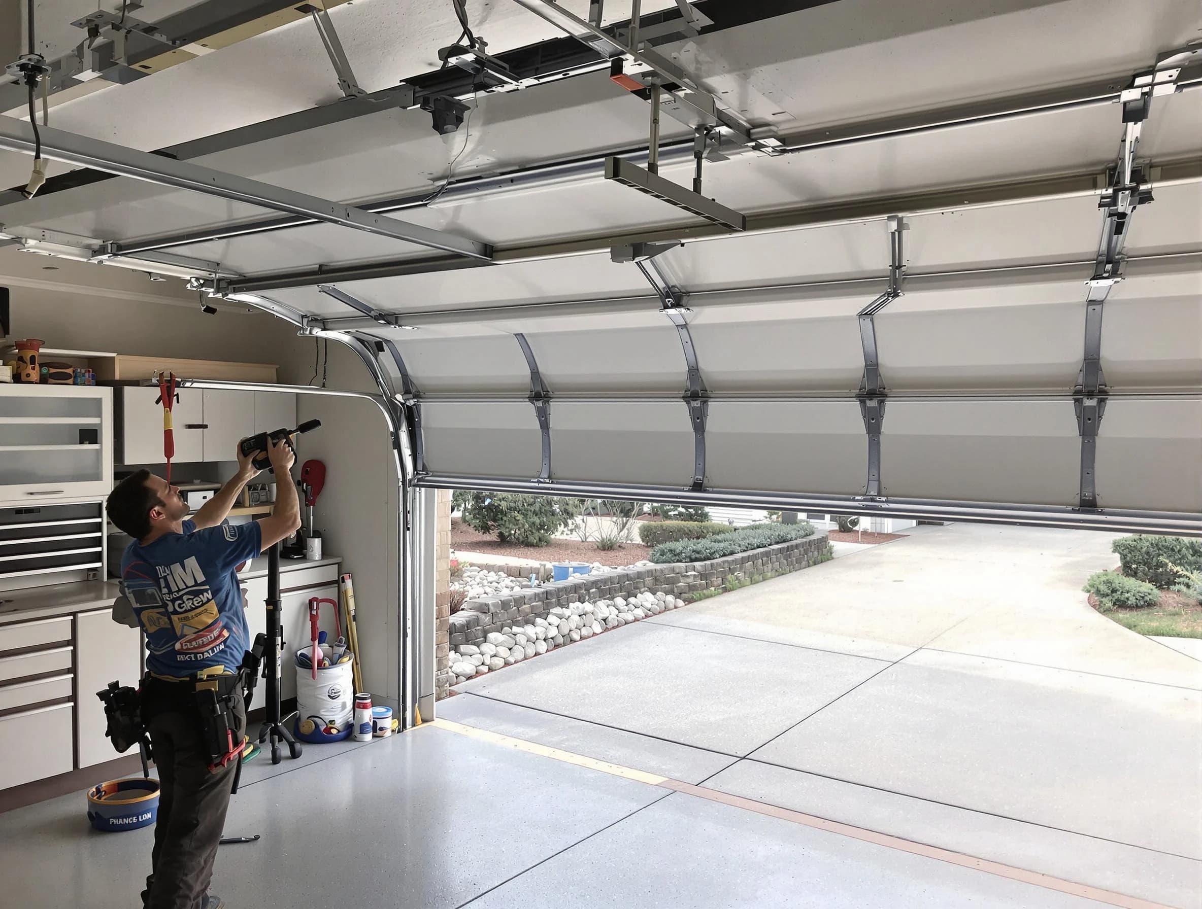 Garage door track repair service by Lowell Garage Door Repair in Lowell