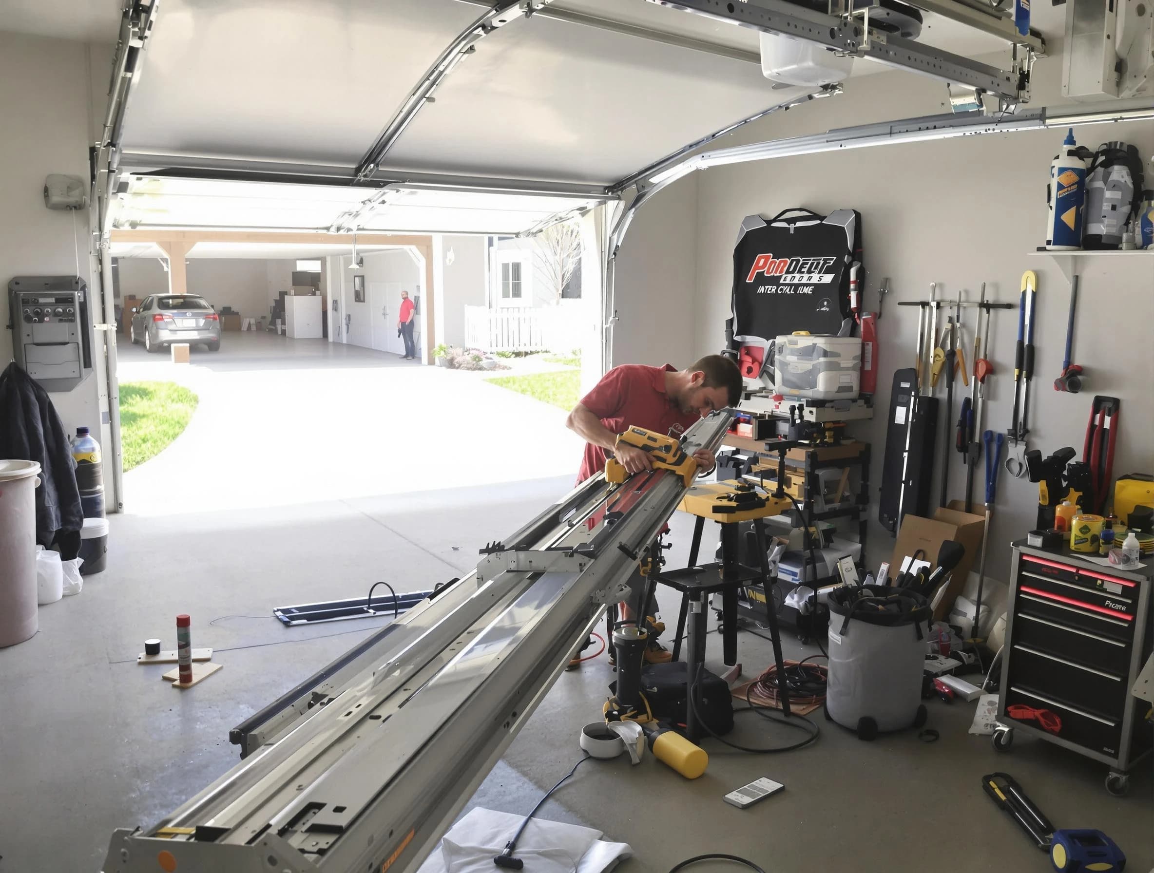 Lowell Garage Door Repair expert performing track repair in Lowell
