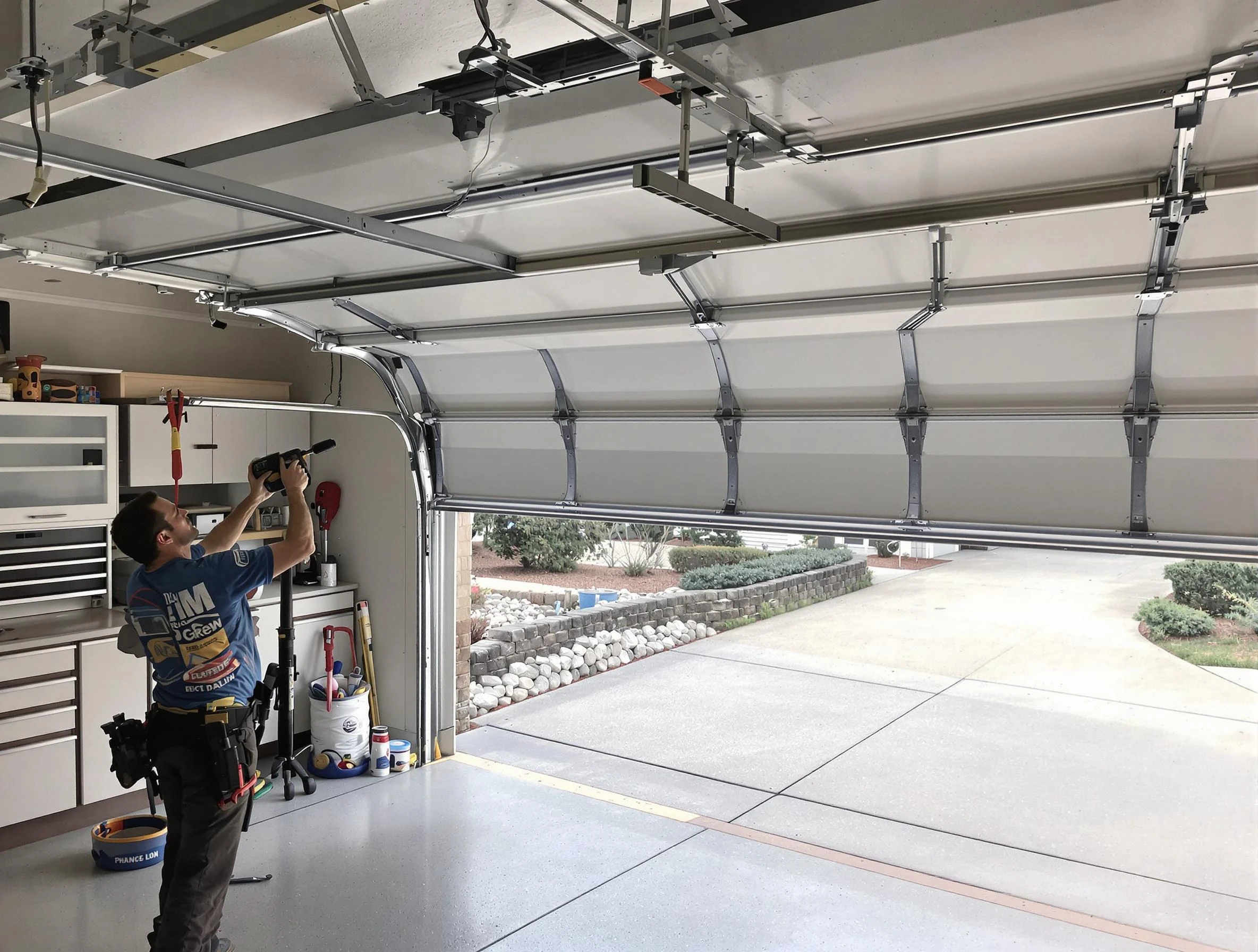 Garage door track repair service by Lowell Garage Door Repair in Lowell